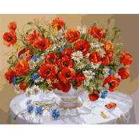 BK-GX8007 Картина за номерами Маки у вазі