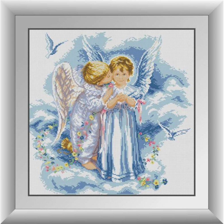 Алмазна вишивка Dream Art Поцілунок ангелів (повна зашивка, квадратне каміння) (DA-30225, Без підрамника)