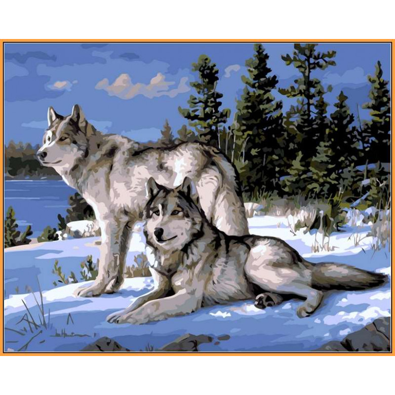 NB236R Картина Розмальовка Вовки на снігу (в рамі) Babylon