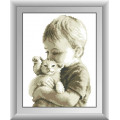 Картина зі страз Dream Art Малюк з кошеням (DA-30583, Без підрамника)