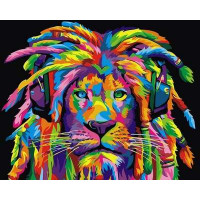 VP989H Картина за номерами Райдужний лев з дредами (горизонтальна) Babylon