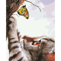 AS0413 Розмальовка за цифрами Кіт та метелик ArtStory AS0413 Розмальовка за цифрами Кіт та метелик ArtStory