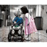 RA-GXT22639 Картина за номерами на дереві Перший поцілунок