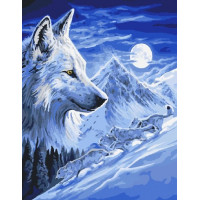 BK-GX8532 Картина за номерами Вовк під місяцем BK-GX8532 Картина за номерами Вовк під місяцем