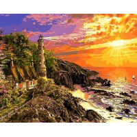 MR-Q2230 Картина за номерами Маяк на заході сонця Mariposa