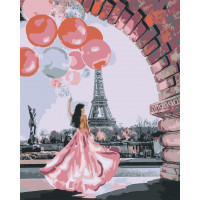 0030Л1 Картина за номерами Дівчина у Парижі (Без коробки) Bambino 0030Л1 Картина за номерами Дівчина у Парижі (Без коробки) Bambino