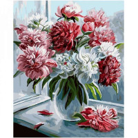 SR-SY6602 Розмальовка за номерами Букет піонів біля вікнаStrateg SR-SY6602 Розмальовка за номерами Букет піонів біля вікнаStrateg