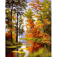 SR-VA-3502 Картині за номерами Осінь над водоюStrateg SR-VA-3502 Картині за номерами Осінь над водоюStrateg