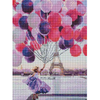 Картина алмазна вишивка ColorArt Дівчинка з повітряними кульками (CLR-PST456, На підрамнику)