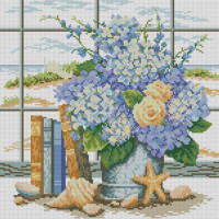 Набір алмазної мозаїки Dream Art Гортензія з черепашками (38 х 38 см) (DA-31691, Без підрамника) Набір алмазної мозаїки Dream Art Гортензія з черепашками (38 х 38 см) (DA-31691, Без підрамника)