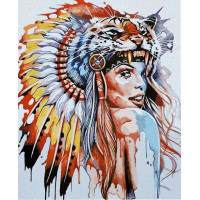 SR-SY6669 Картина за номерами Дівчина-тигрStrateg SR-SY6669 Картина за номерами Дівчина-тигрStrateg