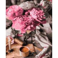 BK-GX45140 Картина за номерами Півонії та каваRainbow Art BK-GX45140 Картина за номерами Півонії та каваRainbow Art