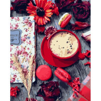 SR-B-GS893 Малювання по номерам Квіти і каваStrateg SR-B-GS893 Малювання по номерам Квіти і каваStrateg