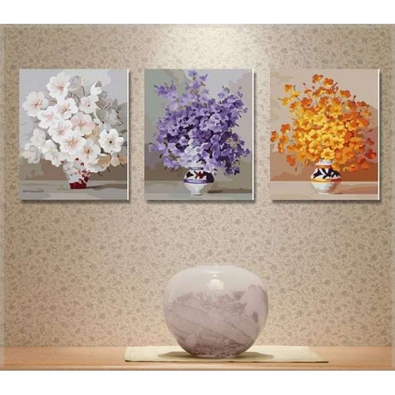 Модульні картини квіти – триптихи розміром 50 х 150 см