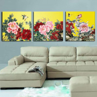 Картина за цифрами Турбо DZ077 Триптих. Клумба півонів Картина за цифрами Турбо DZ077 Триптих. Клумба півонів