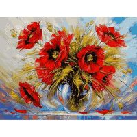 VK025 Розмальовка за номерами Маки у скляній вазі Babylon VK025 Розмальовка за номерами Маки у скляній вазі Babylon