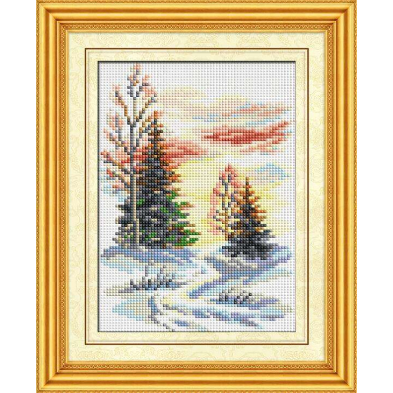 Картина із мозаїки Dream Art Зимовий пейзаж (повна зашивка, квадратне каміння) (DA-30187, Без підрамника)