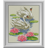 Картина алмазна вишивка Dream Art Лебеді у ставку (квадратні камені, повна зашивка) (DA-30419, Без підрамника)