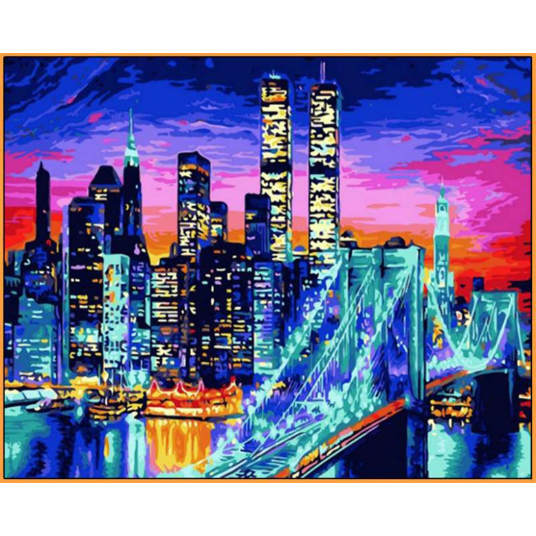 NB1434R Картина за номерами Бруклінський міст у вогняхBabylon
