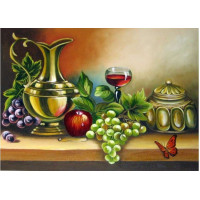 Алмазна техніка ТМ Алмазна мозаїка Келих вина та фрукти (DM-230, Без підрамника)