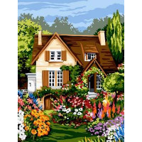 VK094 Картини за номерами Будиночок серед квітів Babylon