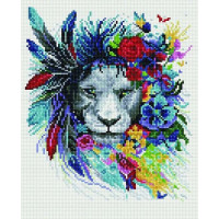 Картина із мозаїки Rainbow Art Лев у квітах (EJ646, На підрамнику)