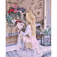 BK-GX38063 Малюнок за цифрами Дівчина та квіти