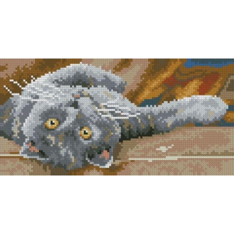 Алмазна вишивка Dream Art Димчастий кіт 2 . (15 х 30 см) (DA-31647, Без підрамника)