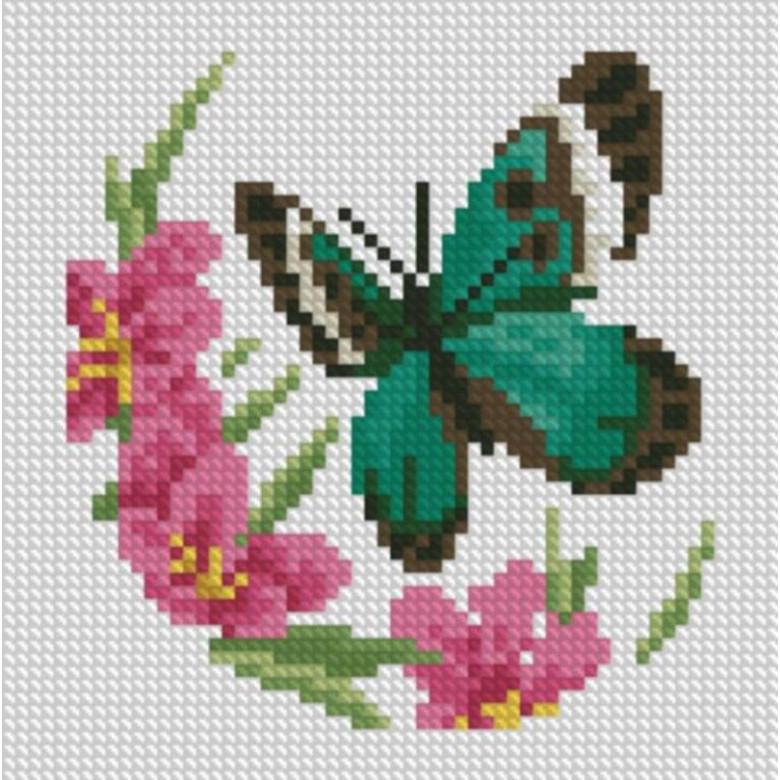 Набір алмазної вишивки Dream Art Метелик з космеєю (15 х 15 см) (DA-31769M, Без підрамника)