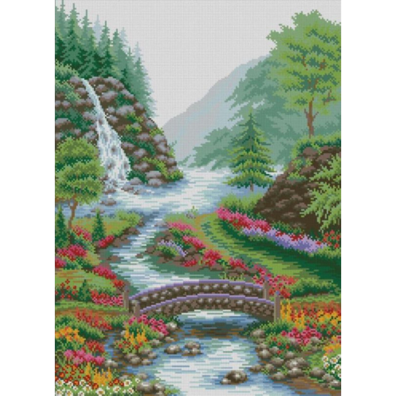 Алмазна мозаїка Dream Art Гірський водоспад (45 х 62 см) (DA-31812, Без підрамника)