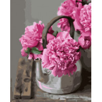 SR-B-VA-3430 Розмальовки за номерами Півонії в чайникуStrateg SR-B-VA-3430 Розмальовки за номерами Півонії в чайникуStrateg