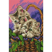 Картина зі страз Алмазна мозаіка Кошенята в корзині (OSC028, Без підрамника)