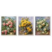 VPT015 Картина за номерами Триптих Рожева пишнота Babylon