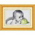 Набір вишивка алмазна Dream Art Смакота (малюк з яблуком) (повна зашивка, квадратне каміння) (DA-30077, Без підрамника)