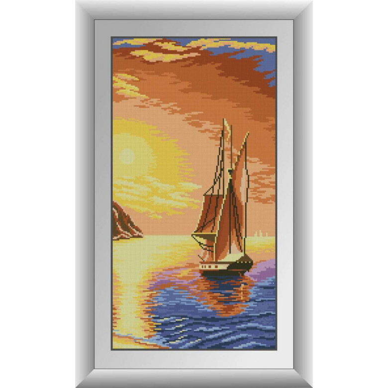 Картина з мозаїки Dream Art Захід сонця (повна зашивка, квадратне каміння) (DA-30133, Без підрамника)