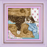 Набір вишивка алмазна Dream Art Сплячий кіт (DA-30373, Без підрамника)