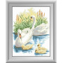 Картина зі страз Dream Art Сім'я лебедів (квадратні камені, повна зашивка) (DA-30410, Без підрамника)