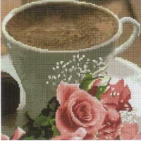 Малювання камінням на полотні Алмазна мозаїка Кава та троянди (DF306, Без підрамника) Малювання камінням на полотні Алмазна мозаїка Кава та троянди (DF306, Без підрамника)