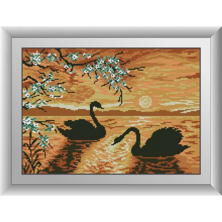 Картина із мозаїки Dream Art Вечір на озері (лебеді) (DA-30733, Без підрамника)