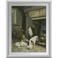 Картина із мозаїки Dream Art Собаки біля каміна (DA-31023, Без підрамника)