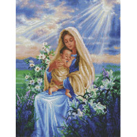 Картина зі страз Алмазна мозаїка Богородиця з немовлям (DGF017, Без підрамника)