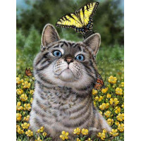 Алмазна вишивка ТМ Алмазна мозаїкаКіт з метеликом (DM-359, Без підрамника)