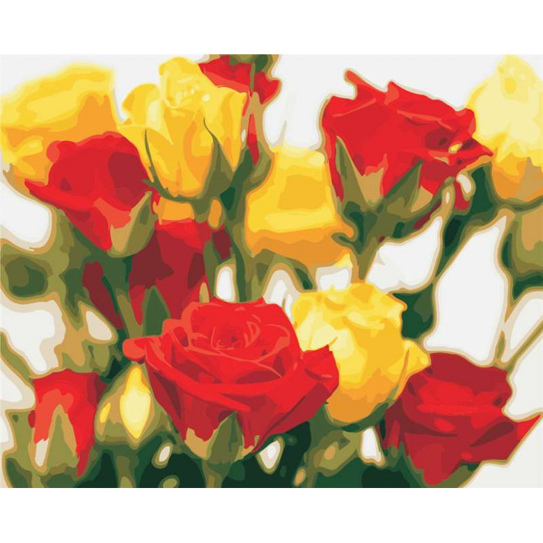 AS0851 Картина за номерами Жовто-червоні троянди ArtStory
