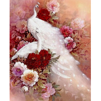 Алмазна техніка My Art Білі павичі (TN650, На підрамнику)