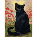 VK274 Картина за номерами Чорна кішка у маках Babylon