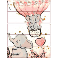 ASW199 Картини за номерами на дереві Мрійливі слоненяткиArtStory