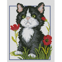 Набір алмазної вишивки Dream Art Кошеня в маках (18 х 24 см) (DA-31705, Без підрамника)