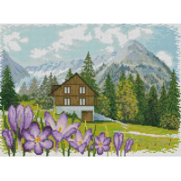 Картина алмазами Dream Art Крокуси в Альпах (32 х 45 см) (DA-31835, Без підрамника)