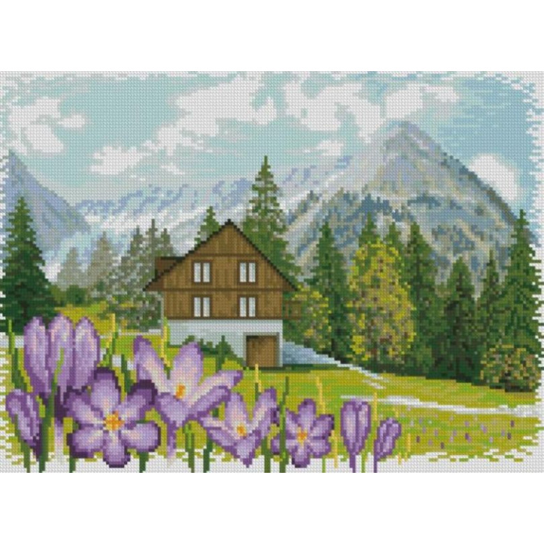 Картина алмазами Dream Art Крокуси в Альпах (32 х 45 см) (DA-31835, Без підрамника)