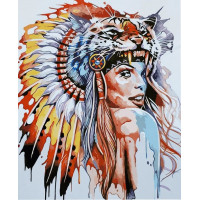 SR-B-SY6669 Картина за номерами Дівчина-тигрStrateg